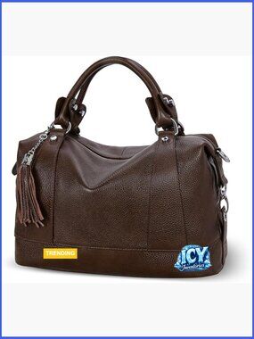 Genuine Leather Satchel Tote Crossbody Handbag with Fringe